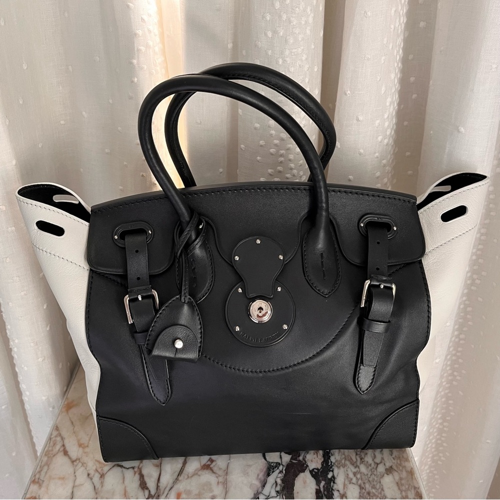 Ralph Lauren Black and White Leather Tote Bag - Picture 2 of 7